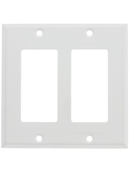 Classic Double Gang GFI Cover Plate In White Enamel.